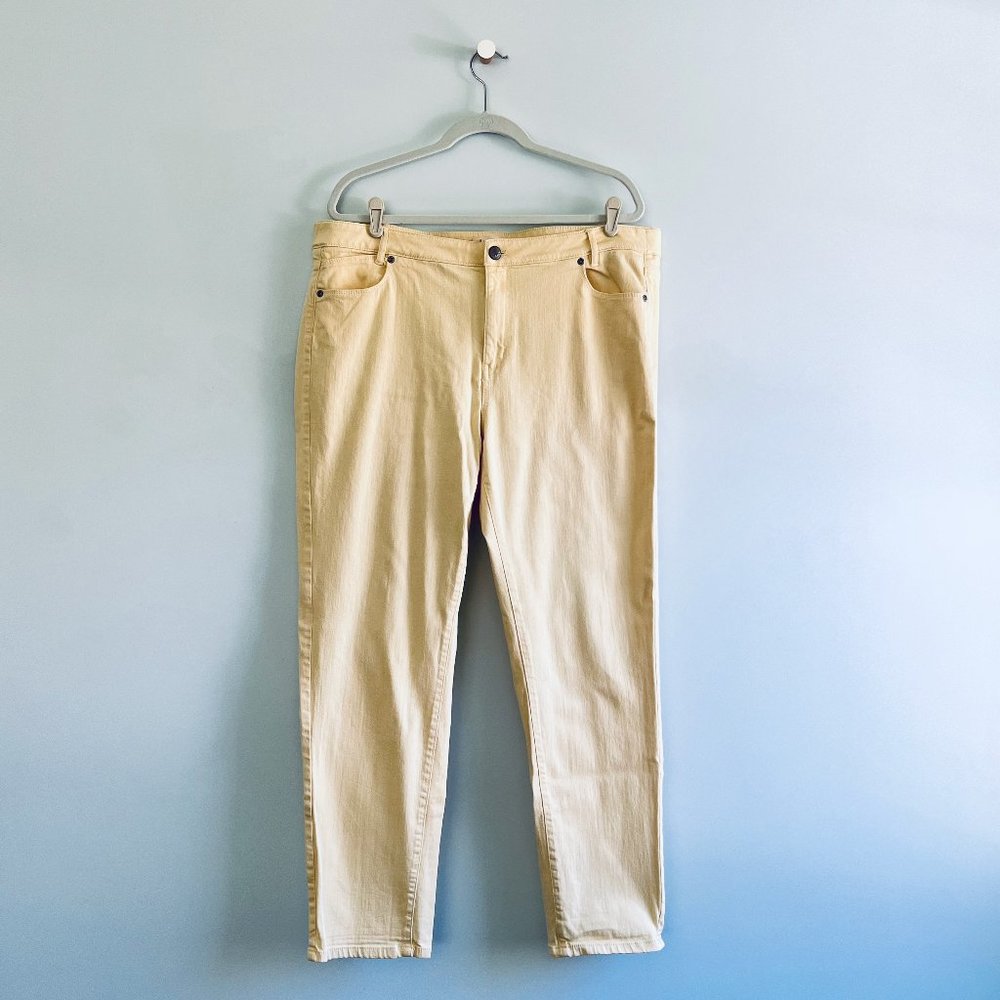 J Jill - Slim Boyfriend Straight Leg Jeans - Pale Yellow - 18W